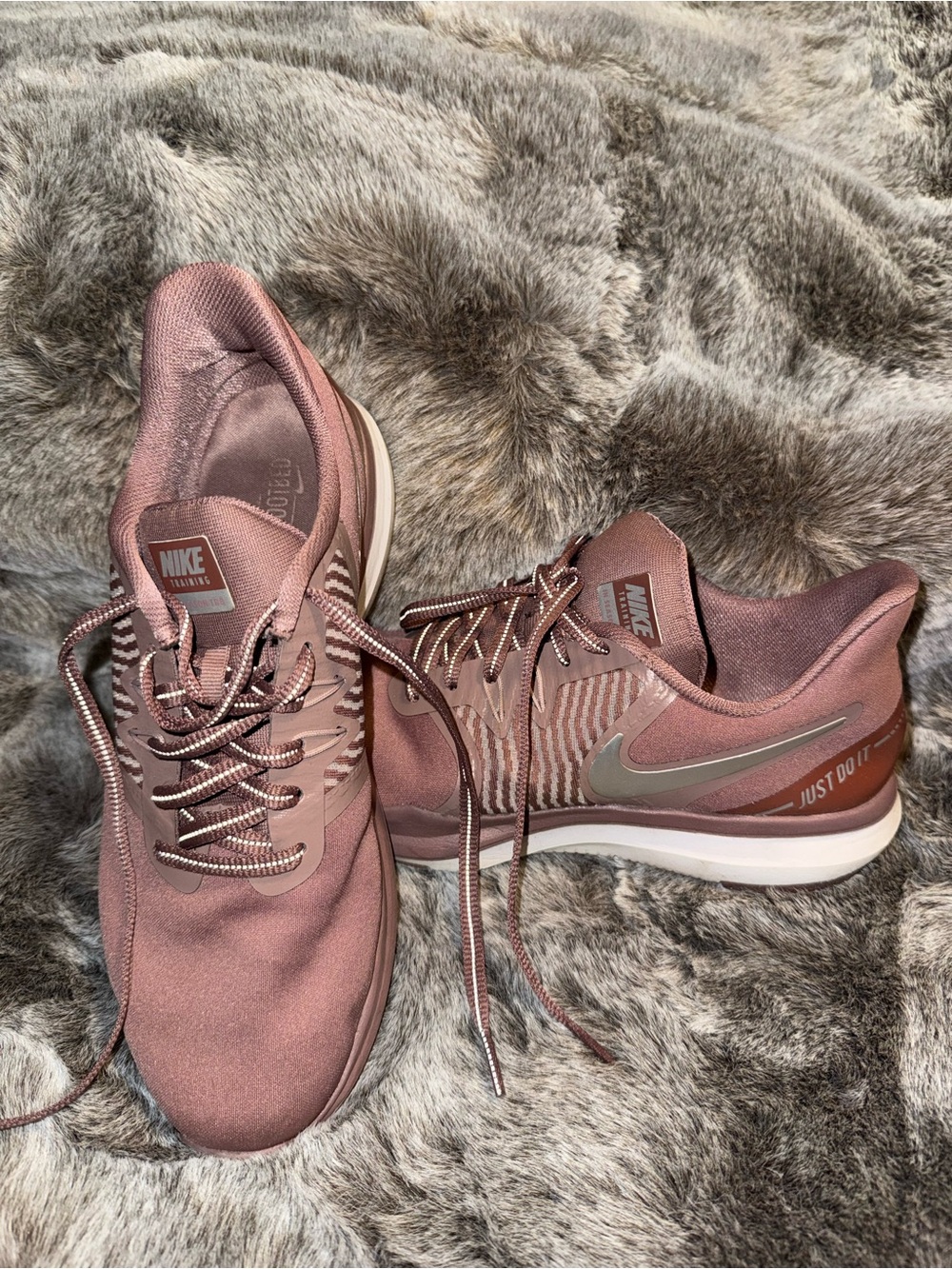 Nike Women's Dusty Rose Athletic Sneakers - Pink Upper with Silver Swoosh